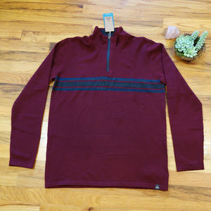 prAna Holberg 1/4 Zip Sweater in Nocturnal Red NWT